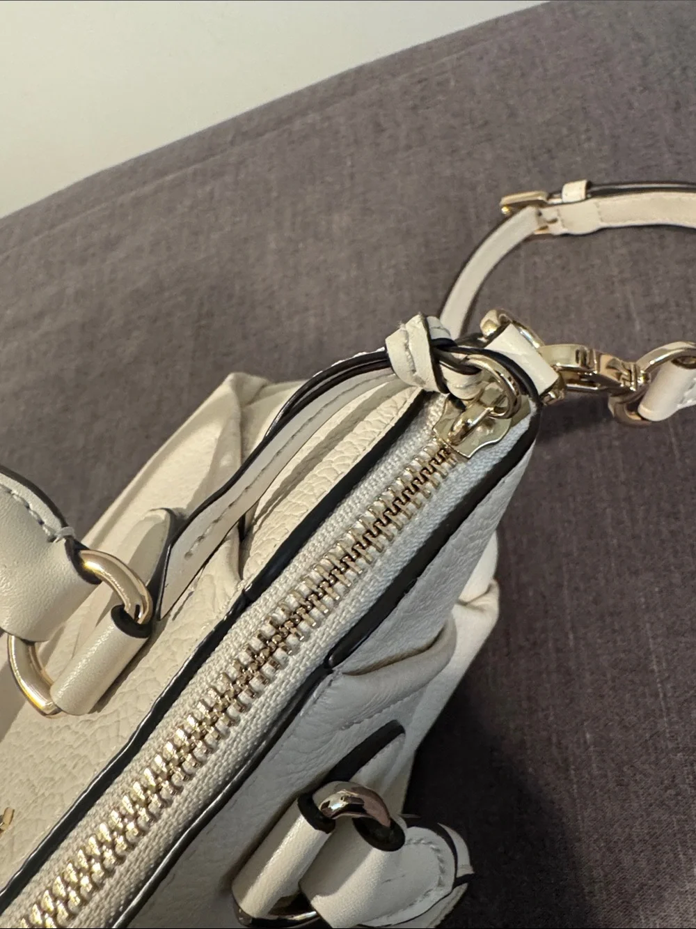 Michael Kors Pebbled Leather Crossbody Satchel in White